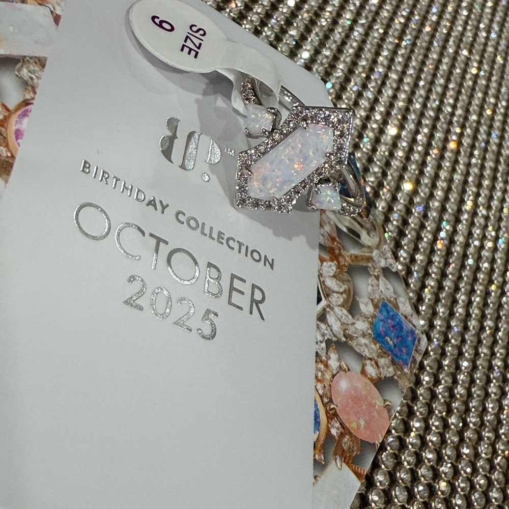 Elegant Silver Opal Ring - Birthday Collection